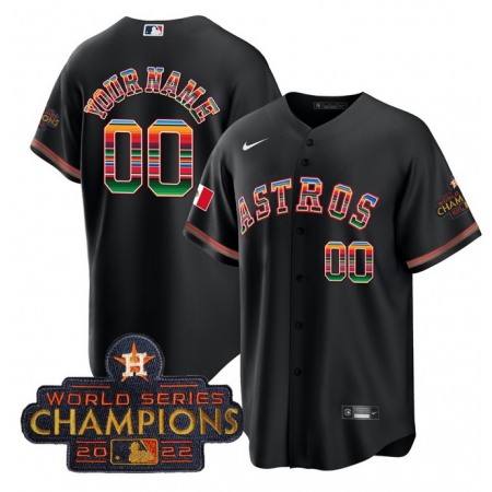 Men's Houston Astros ACTIVE Player Custom Black Mexico With World Serise Champions Patch Cool Base Stitched Baseball Jersey Men's Houston Astros ACTIVE Player Custom Black Mexico With World Serise Champions Patch Cool Base Stitched Baseball Jersey