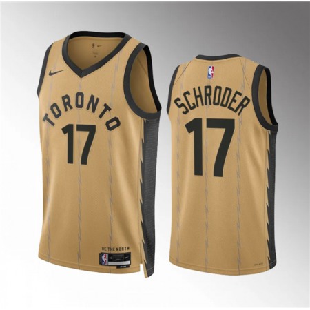 Men's Toronto Raptors #17 Dennis Schroder Gold 2023/24 City Edition Stitched Basketball Jersey Men's Toronto Raptors #17 Dennis Schroder Gold 2023/24 City Edition Stitched Basketball Jersey