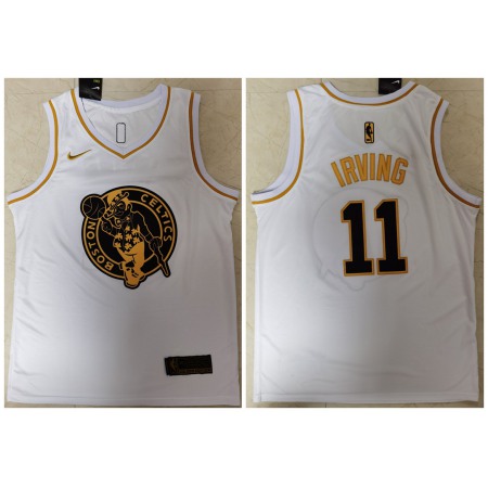 Men's Boston Celtics #11 Kyrie Irving White Golden Throwback Stitched Jersey