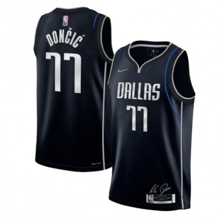Youth Dallas Mavericks #77 Luka Doncic Navy 75th Anniversary Stitched Basketball Jersey