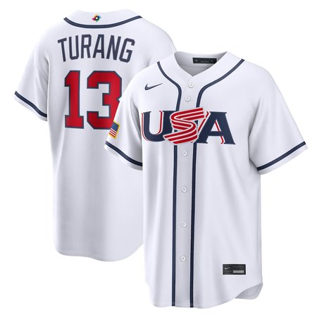 Youth USA Baseball #13 Brice Turang White 2026 World Baseball Classic Home Stadium Jersey Youth USA Baseball #13 Brice Turang White 2026 World Baseball Classic Home Stadium Jersey