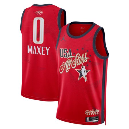 Men's 2026 NBA All-Star #0 Tyrese Maxey Red Game Swingman Jersey