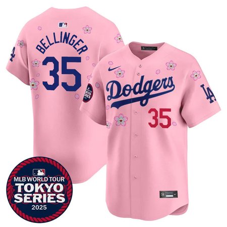 Youth Los Angeles Dodgers #35 Cody Bellinger Pink Tokyo 2025 Cool Base Stitched Baseball Jersey