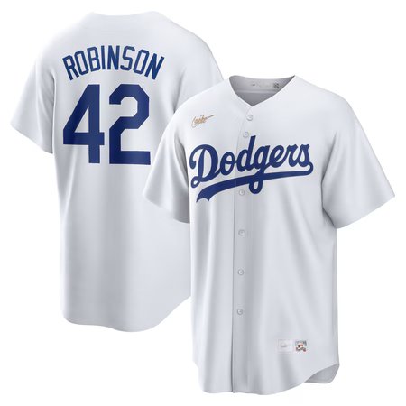 Men's Brooklyn Dodgers #42 Jackie Robinson Nike White Home Cooperstown Collection Player Jersey