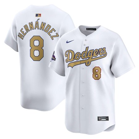 Youth Los Angeles Dodgers #8 Enrique Hernandez White 2025 Gold Collection Limited Jersey