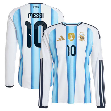 Men's MESSI #10 Argentina Home Authentic Long Sleeve Jersey World Cup 2026