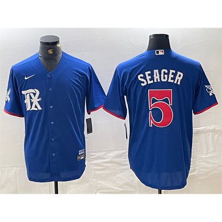 Men's Texas Rangers #5 Corey Seager Royal City Connect Stitched Baseball Jersey