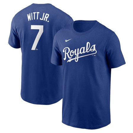 Men's Kansas City Royals #7 Bobby Witt Jr. Nike Royal Fuse Name & Number T-Shirt