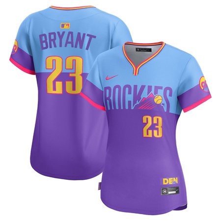 Women's Colorado Rockies #23 Kris Bryant Purple/Light Blue 2025 City Connect Limited Player Jersey