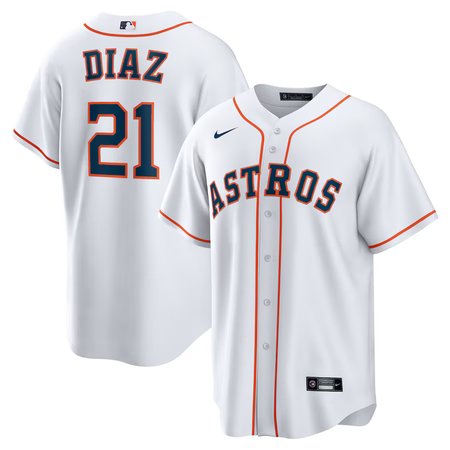 Men's Houston Astros #21 Yainer Diaz Nike White Home Replica Jersey