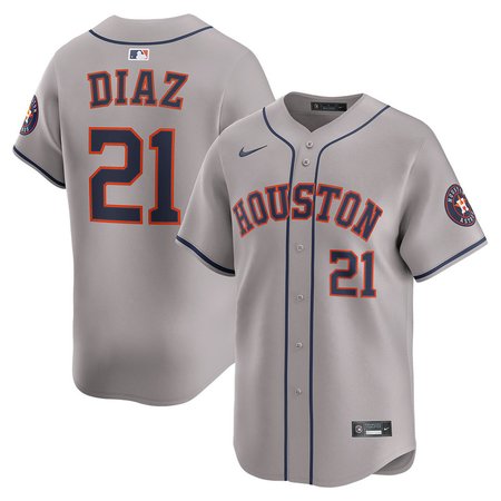 Men's Houston Astros #21 Yainer Diaz Nike Gray Home Replica Jersey