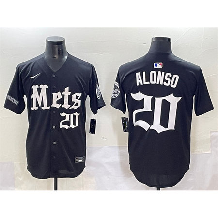 Men's New York Mets #20 Pete Alonso Black "Gotham Gothic Edition" Vapor Premier Limited Stitched Baseball Jersey Men's New York Mets #20 Pete Alonso Black "Gotham Gothic Edition" Vapor Premier Limited Stitched Baseball Jersey