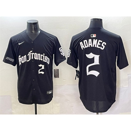 Men's San Francisco Giants #2 Willy Adames Black "Gothic Fog Edition" Vapor Premier Limited Stitched Baseball Jersey Men's San Francisco Giants #2 Willy Adames Black "Gothic Fog Edition" Vapor Premier Limited Stitched Baseball Jersey