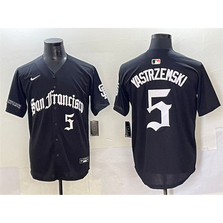 Men's San Francisco Giants #5 Mike Yastrzemski Black "Gothic Fog Edition" Vapor Premier Limited Stitched Baseball Jersey Men's San Francisco Giants #5 Mike Yastrzemski Black "Gothic Fog Edition" Vapor Premier Limited Stitched Baseball Jersey