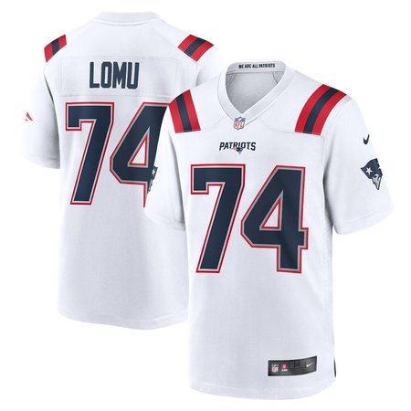 Men's New England Patriots #74 Caleb Lomu White 2026 NFL Draft Game Jersey