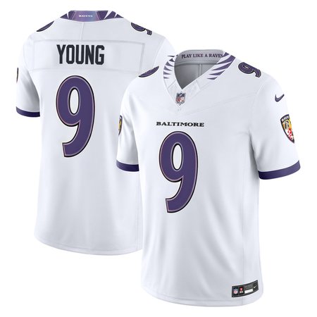 Men's Baltimore Ravens #9 Zion Young White 2026 NFL Draft Vapor F.U.S.E. Limited Jersey