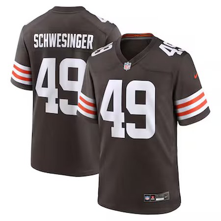 Men's Cleveland Browns #49 Carson Schwesinger Nike Brown 2025 NFL Draft Game Jersey Men's Cleveland Browns #49 Carson Schwesinger Nike Brown 2025 NFL Draft Game Jersey