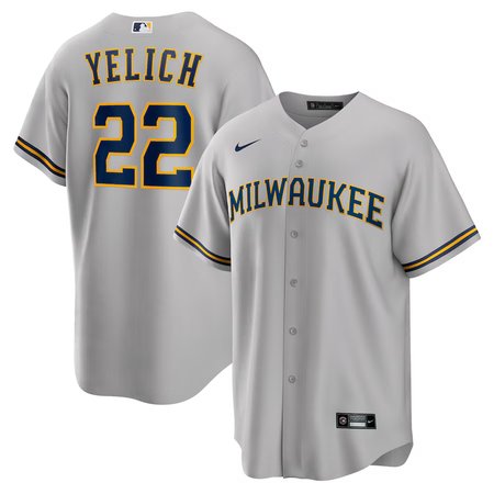 Men's Milwaukee Brewers #22 Christian Yelich Nike Gray Alternate Replica Player Jersey
