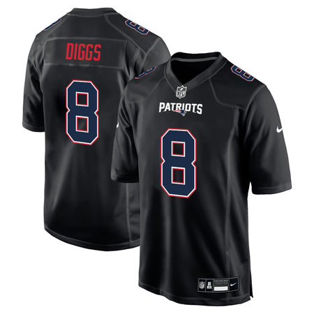 Youth New England Patriots #8 Stefon Diggs Carbon Black Fashion Game Jersey Youth New England Patriots #8 Stefon Diggs Carbon Black Fashion Game Jersey