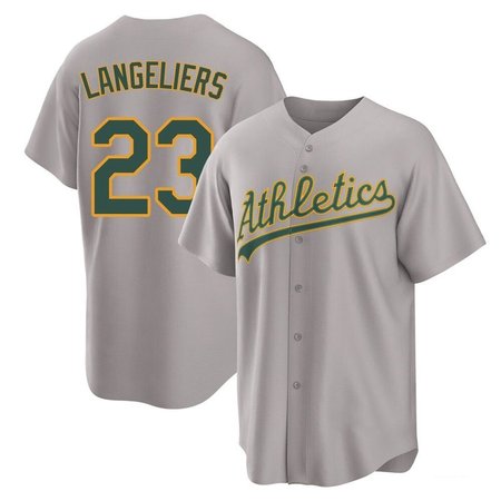 Men's Oakland Athletics #23 Shea Langeliers Nike Gray Home Replica Jersey