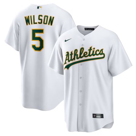 Men's Oakland Athletics #5 Jacob Wilson Nike White Home Replica Jersey