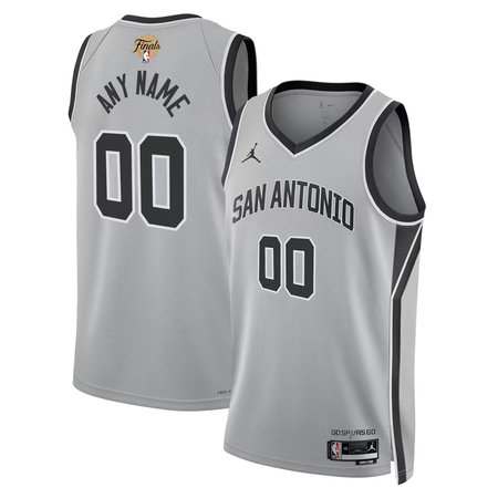 Men's San Antonio Spurs Silver 2026 NBA Finals Patch Swingman Statement Edition Custom Jersey