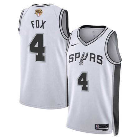 Men's San Antonio Spurs #4 De'Aaron Fox Nike White 2026 NBA Finals Swingman Association Edition Jersey