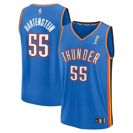 Men's Oklahoma City Thunder #55 Isaiah Hartenstein Fanatics Blue 2025 NBA Finals Champions Fast Break Replica Player Icon Edition Jersey