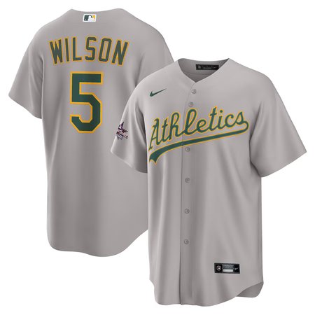 Men's Athletics #5 Jacob Wilson Gray 2025 MLB All-Star Game Road Replica Player Jersey