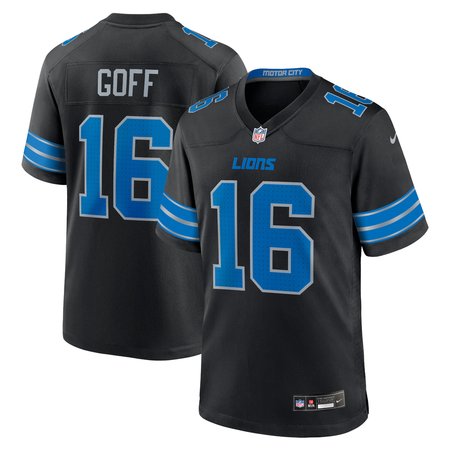 Men's Detroit Lions Jared Goff Black 2nd Alternate Game Jersey