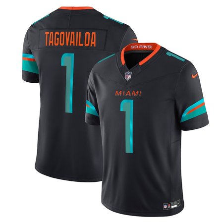 Men's Miami Dolphins #1 Tua Tagovailoa Black Rivalries Collection F.U.S.E. Vapor Limited Stitched Jersey Men's Miami Dolphins #1 Tua Tagovailoa Black Rivalries Collection F.U.S.E. Vapor Limited Stitched Jersey