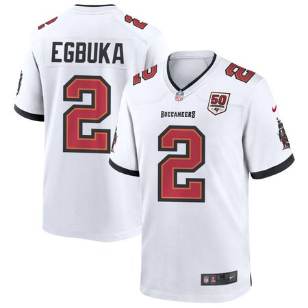 Men's Tampa Bay Buccaneers #2 Emeka Egbuka White 50th Anniversary Game Jersey