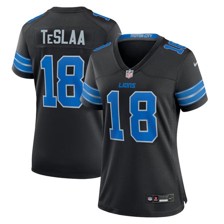 Women's Detroit Lions #18 Isaac TeSlaa Black Game Player Jersey