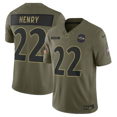 Men's Baltimore Ravens #22 Derrick Henry Nike Olive 2025 Salute to Service Limited Jersey