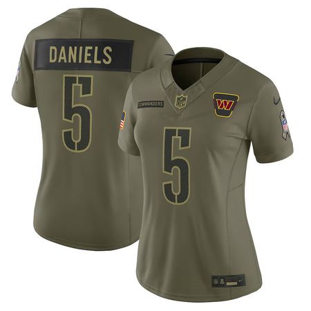 Women's Washington Commanders #5 Jayden Daniels Nike Olive 2025 Salute to Service Limited Jersey