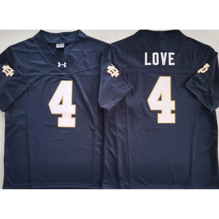 Men's Notre Dame Fighting Irish #4 Jeremiyah Love Navy Stitched Jersey