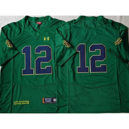 Youth Notre Dame Fighting Irish #12 Ian Book Green Stitched Jersey