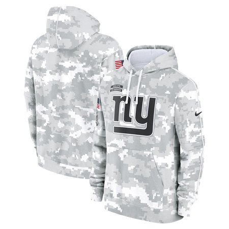 Youth New York Giants Nike White/Gray 2024 Salute To Service Pullover Hoodie