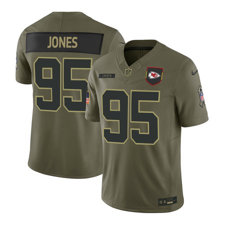 Men's Kansas City Chiefs #95 Chris Jones Nike Olive 2025 Salute to Service Retired Limited Jersey