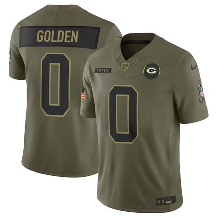 Youth's Green Bay Packers #0 Matthew Golden Nike Olive 2025 Salute to Service Retired Limited Jersey