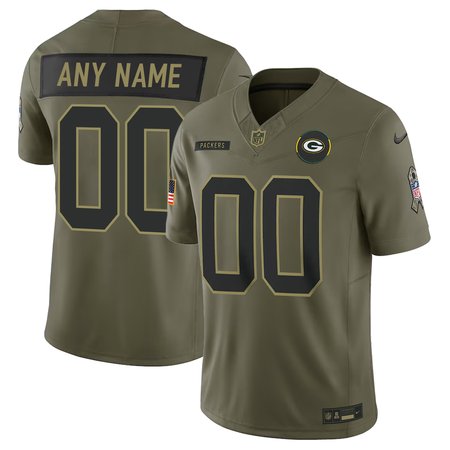 Youth's Green Bay Packers Custom Nike Olive 2025 Salute to Service Retired Limited Jersey
