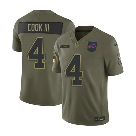 Men's Buffalo Bills #4 James Cook Nike Olive 2025 Salute to Service Retired Limited Jersey