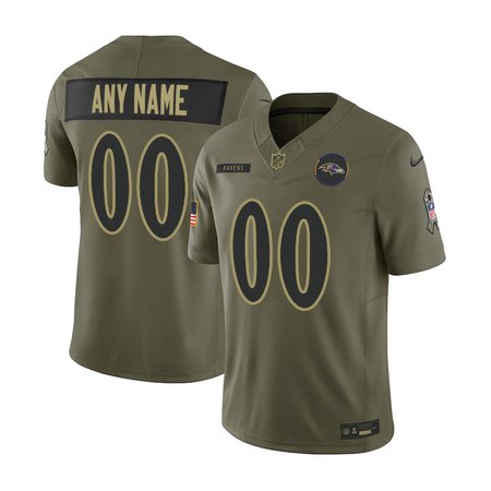 Men's Baltimore Ravens Custom Nike Olive 2025 Salute to Service Retired Limited Jersey
