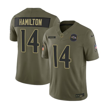 Men's Baltimore Ravens #14 Kyle Hamilton Nike Olive 2025 Salute to Service Retired Limited Jersey