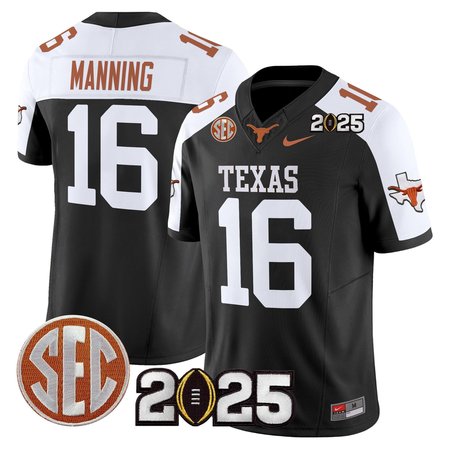 Men's Texas Longhorns #16 Arch Manning Black 2025 Stitched Jersey