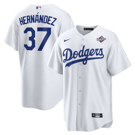 Youth Los Angeles Dodgers #37 Teoscar Hernandez Nike White 2025 World Series Home Replica Player Jersey