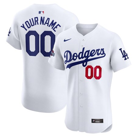 Men's Los Angeles Dodgers Nike White 2024 World Series Champions Home Elite Custom Jersey Men's Los Angeles Dodgers Nike White 2024 World Series Champions Home Elite Custom Jersey