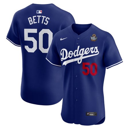 Men's Los Angeles Dodgers Mookie Betts Nike Royal 2024 World Series Alternate Elite Player Jersey Men's Los Angeles Dodgers Mookie Betts Nike Royal 2024 World Series Alternate Elite Player Jersey