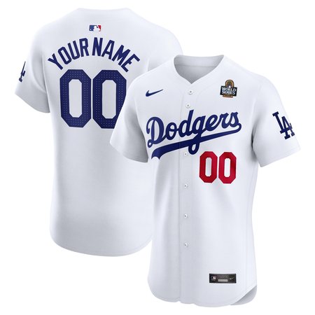 Men's Los Angeles Dodgers Nike White 2024 World Series Home Custom Elite Jersey Men's Los Angeles Dodgers Nike White 2024 World Series Home Custom Elite Jersey