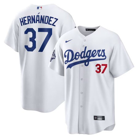 Youth Los Angeles Dodgers #37 Teoscar Hernandez Nike White 2025 World Series Champions Home Limited Jersey